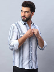 Striped Cotton Casual Shirt for Men - SF_990Blue_S