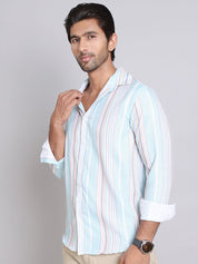 Striped Cotton Casual Shirt For Men - SF_9004Blue_S