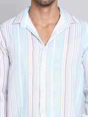 Striped Cotton Casual Shirt For Men - SF_9004Blue_S