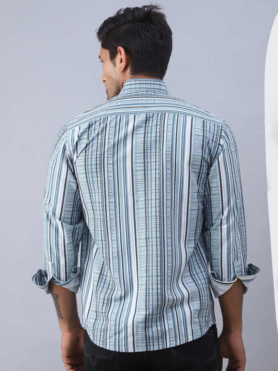 Striped Cotton Casual Shirt For Men - SF_980Blue_S