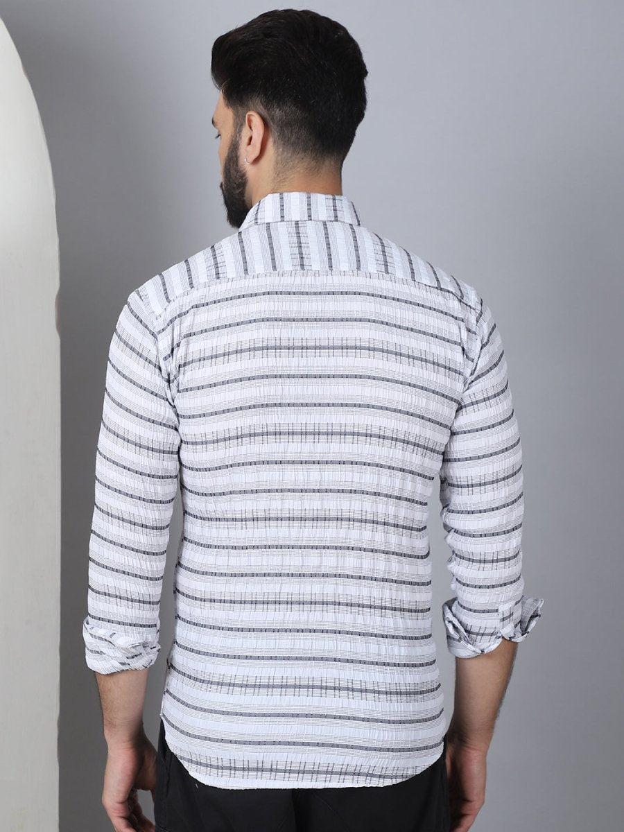 Striped Cotton Casual Shirt for Men - SF_964Light-Grey_S