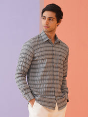 Striped Cotton Casual Shirt for Men - SF_964Grey_S