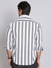 Striped Cotton Casual Shirt For Men - SF_9003Off-White_S