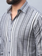 Striped Cotton Casual Shirt For Men - SF_980Grey_S