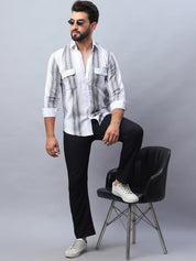 Striped Cotton Casual Shirt for Men - SF_990Grey_S