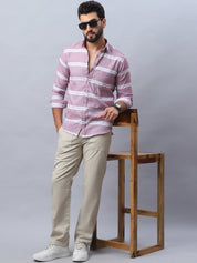 Striped Cotton Casual Shirt For Men - SF_985Magenta_S