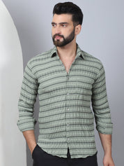Striped Cotton Casual Shirt for Men - SF_964Green_S