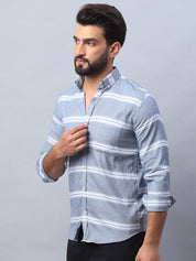 Striped Cotton Casual Shirt For Men - SF_985Grey_S
