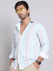 Striped Cotton Casual Shirt For Men - SF_9004Blue_S