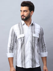 Striped Cotton Casual Shirt for Men - SF_990Grey_S