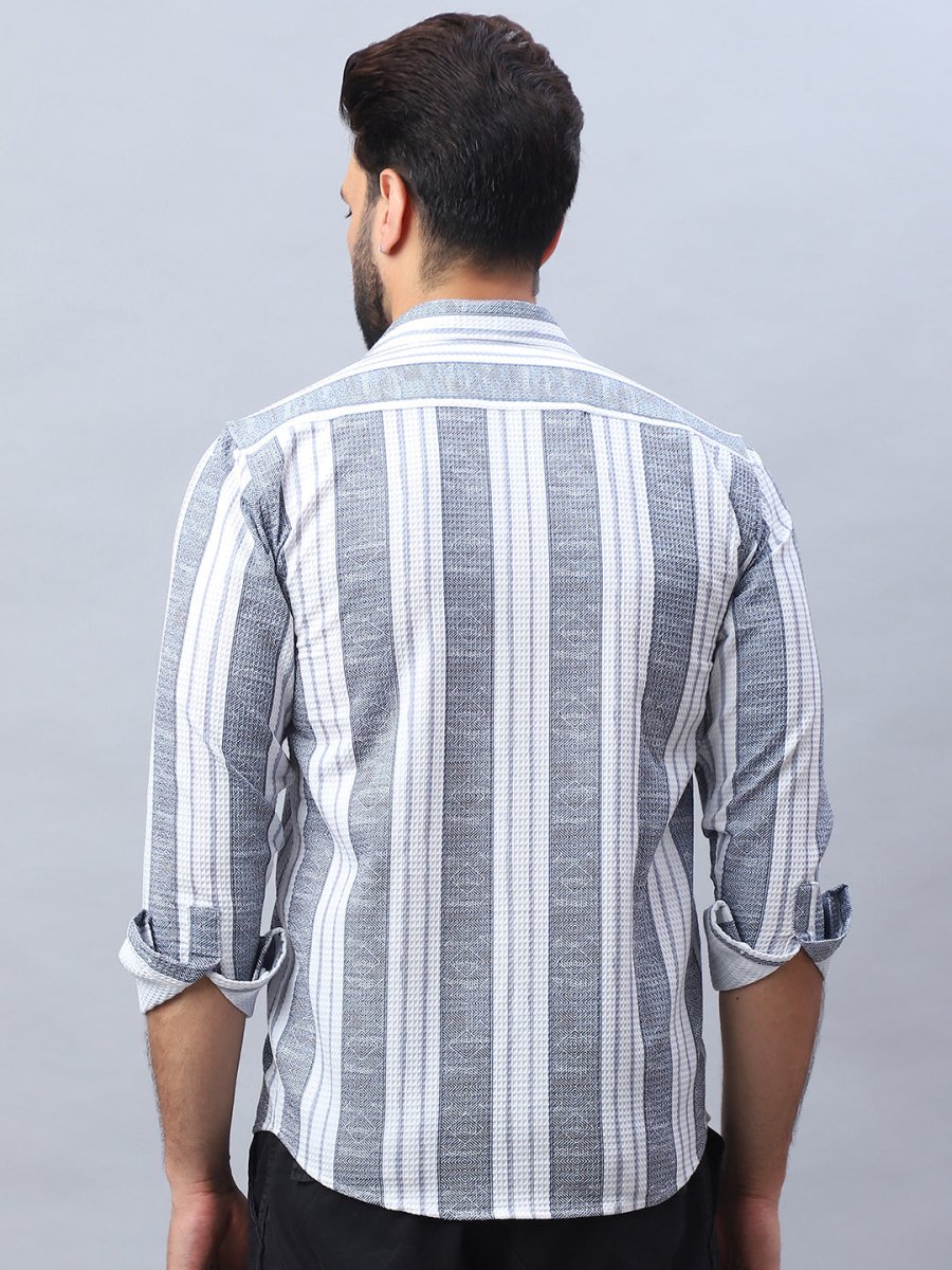 Striped Cotton Casual Shirt for Men - SF_990Light-Grey_S