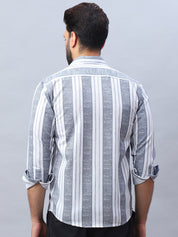 Striped Cotton Casual Shirt for Men - SF_990Light-Grey_S