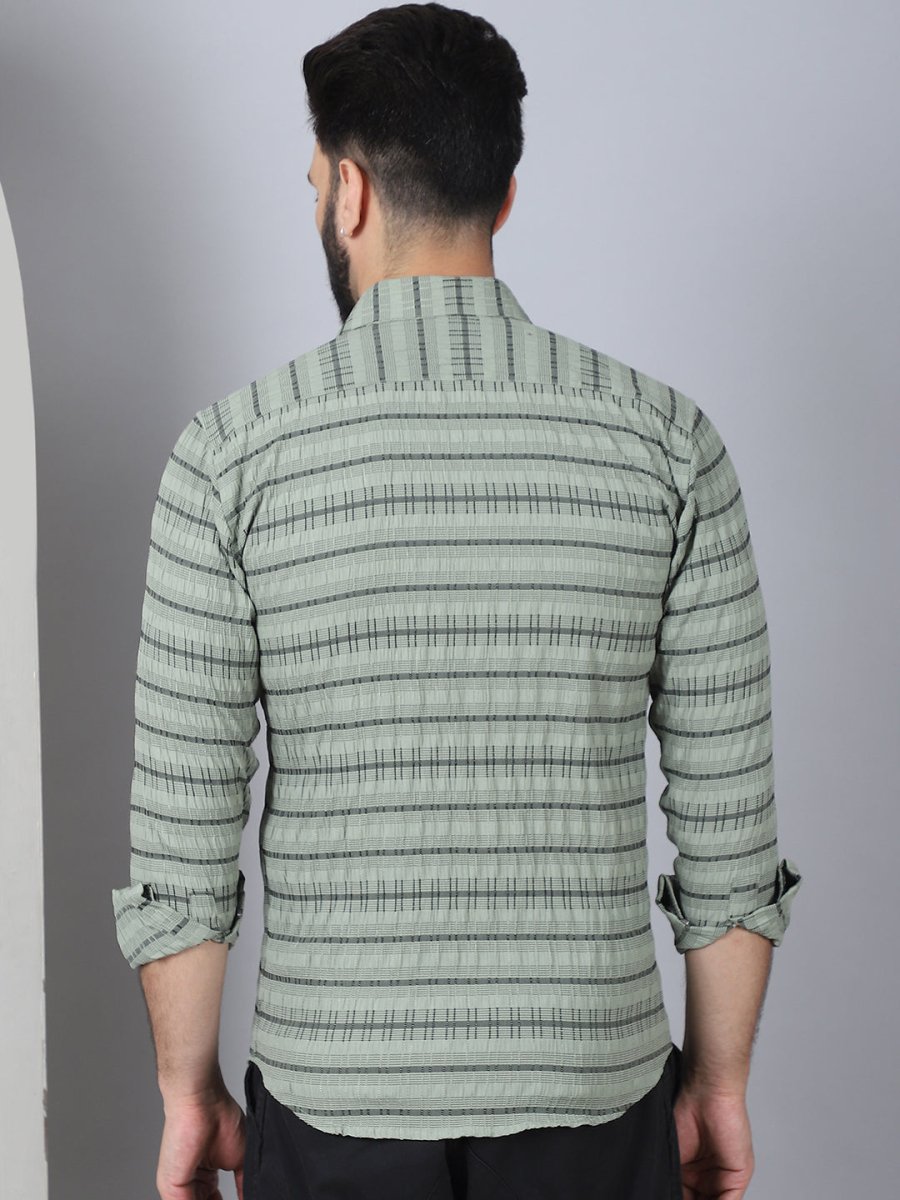 Striped Cotton Casual Shirt for Men - SF_964Green_S