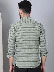 Striped Cotton Casual Shirt for Men - SF_964Green_S