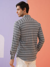 Striped Cotton Casual Shirt for Men - SF_964Grey_S
