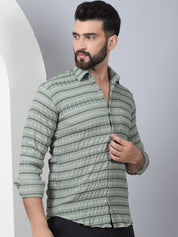 Striped Cotton Casual Shirt for Men - SF_964Green_S