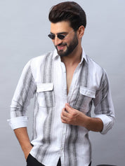 Striped Cotton Casual Shirt for Men - SF_990Grey_S