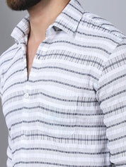 Striped Cotton Casual Shirt for Men - SF_964Light-Grey_S