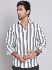 Striped Cotton Casual Shirt For Men - SF_9003Off-White_S