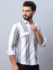 Striped Cotton Casual Shirt for Men - SF_990Grey_S