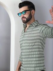 Striped Cotton Casual Shirt for Men - SF_964Green_S