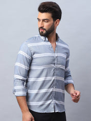 Striped Cotton Casual Shirt For Men - SF_985Grey_S