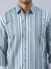 Striped Cotton Casual Shirt For Men - SF_980Blue_S