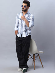 Striped Cotton Casual Shirt for Men - SF_990Blue_S