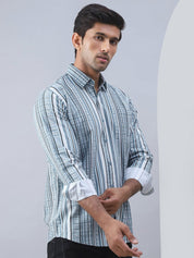 Striped Cotton Casual Shirt For Men - SF_980Blue_S