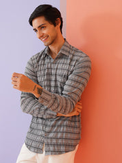 Striped Cotton Casual Shirt for Men - SF_964Grey_S