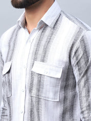 Striped Cotton Casual Shirt for Men - SF_990Grey_S