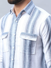 Striped Cotton Casual Shirt for Men - SF_990Blue_S