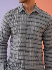 Striped Cotton Casual Shirt for Men - SF_964Grey_S