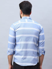 Striped Cotton Casual Shirt For Men - SF_985Blue_S