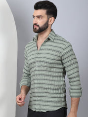 Striped Cotton Casual Shirt for Men - SF_964Green_S