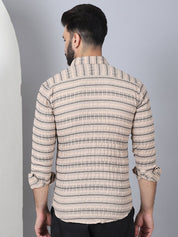 Striped Cotton Casual Shirt for Men - SF_964Beige_S