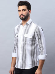 Striped Cotton Casual Shirt for Men - SF_990Grey_S