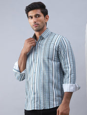 Striped Cotton Casual Shirt For Men - SF_980Blue_S