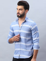 Striped Cotton Casual Shirt For Men - SF_985Blue_S