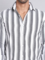 Striped Cotton Casual Shirt For Men - SF_9003Off-White_S