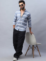 Striped Cotton Casual Shirt For Men - SF_985Grey_S