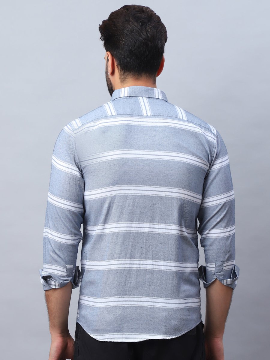Striped Cotton Casual Shirt For Men - SF_985Grey_S