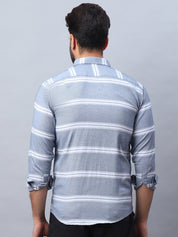 Striped Cotton Casual Shirt For Men - SF_985Grey_S