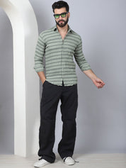 Striped Cotton Casual Shirt for Men - SF_964Green_S