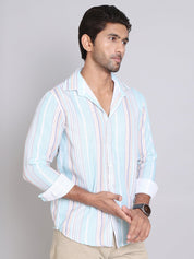 Striped Cotton Casual Shirt For Men - SF_9004Blue_S