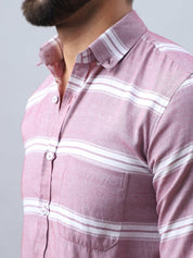 Striped Cotton Casual Shirt For Men - SF_985Magenta_S