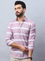 Striped Cotton Casual Shirt For Men - SF_985Magenta_S