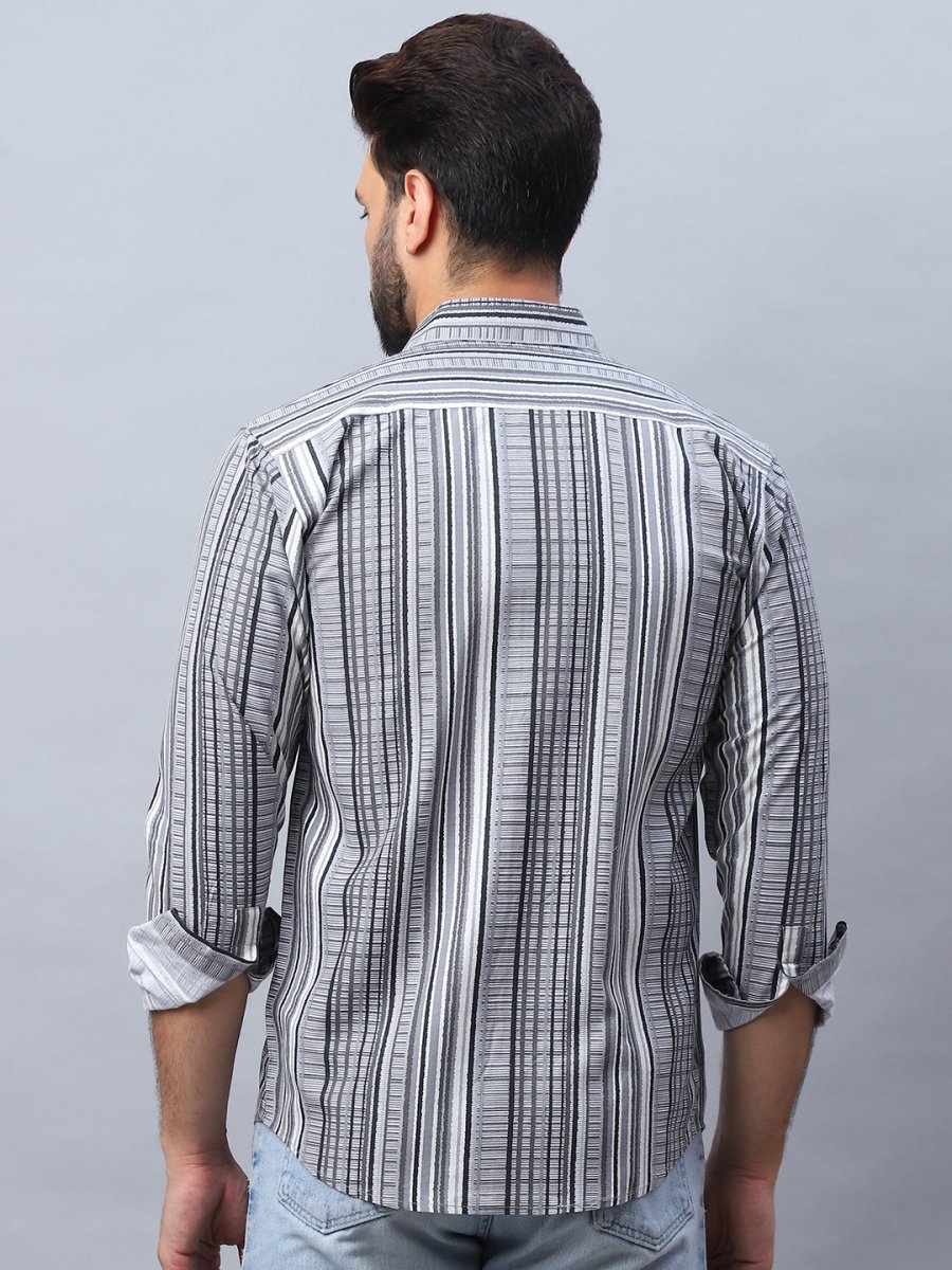 Striped Cotton Casual Shirt For Men - SF_980Grey_S