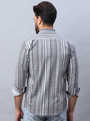 Striped Cotton Casual Shirt For Men - SF_980Grey_S