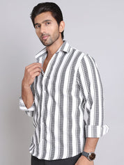 Striped Cotton Casual Shirt For Men - SF_9003Off-White_S